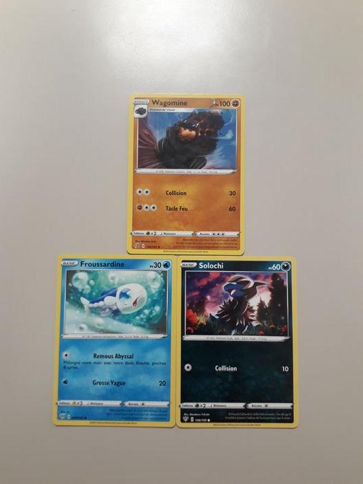 Wagomine + Froussardine + Solochi lot de 3 cartes Pokémon neuves