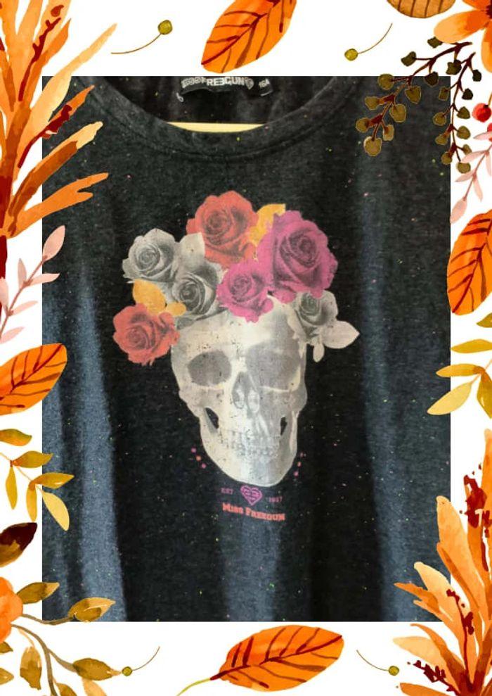 Tee shirt manches courtes fille skull 16 ans - photo numéro 2