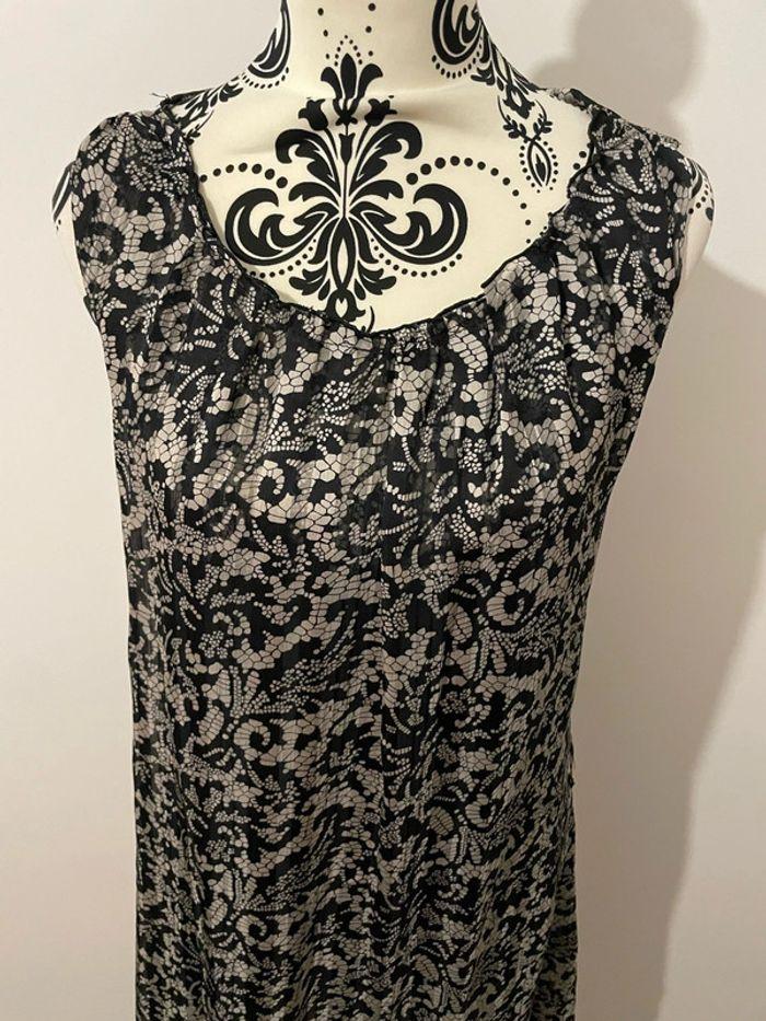 Robe sans manche voile doublé noir à motifs beige la city taille 38 - photo numéro 2