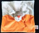 DOUDOU CARRE PLAT CHIEN ECRU / ORANGE - DOUKIDOU