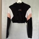 Sweat-shirt court avec capuche Hollister noir blanc et rose taille XS