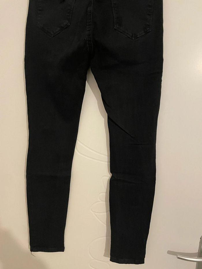 Pantalon noir extensible taille haute coupe skinny effet déchiré devant genou taille 40 - photo numéro 6