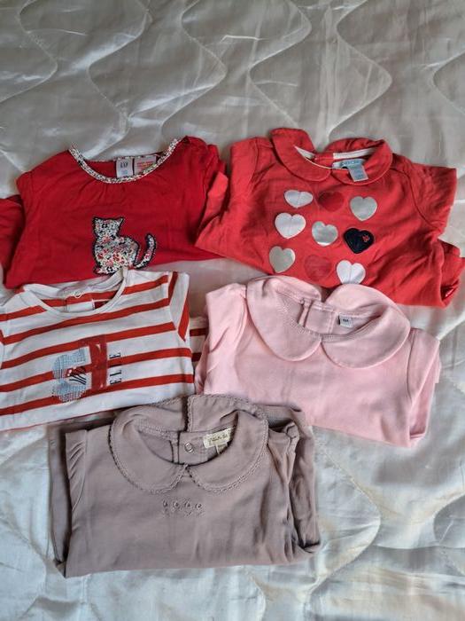 lot de 5 tee shirt manches longues fille  6 mois