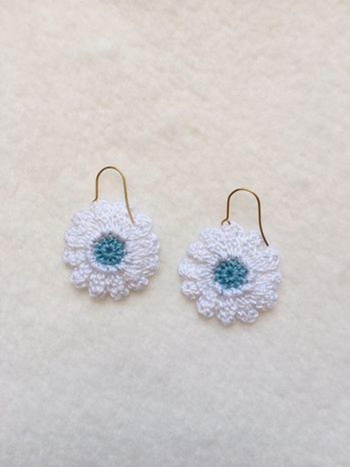 Boucles d’oreilles fleurs crochet - photo numéro 3