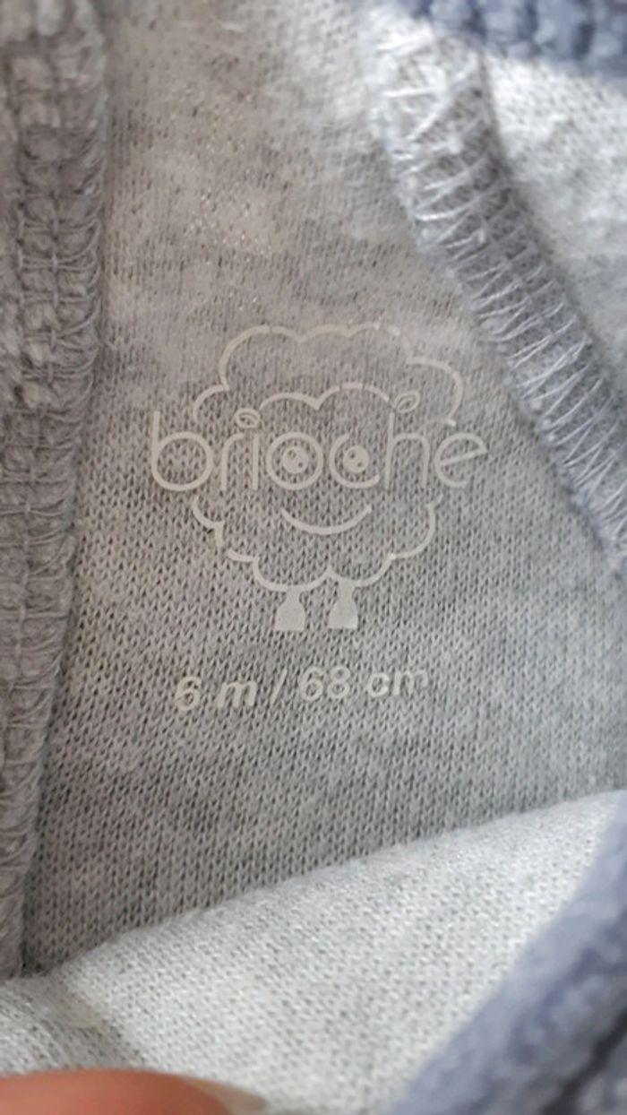 Pyjama velours gris et gris bleuté Brioche 6 mois comme neuf - photo numéro 3