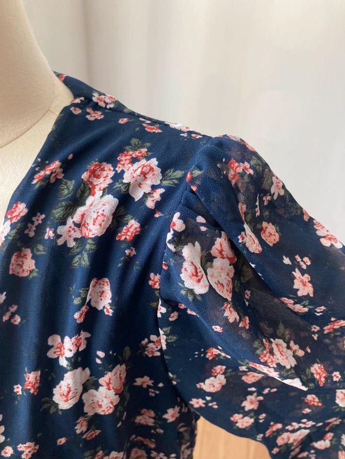 Robe bleue marine imprimé bouquet de rose - photo numéro 3