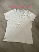 T-shirt à manche courte blanc col V soft taille XL