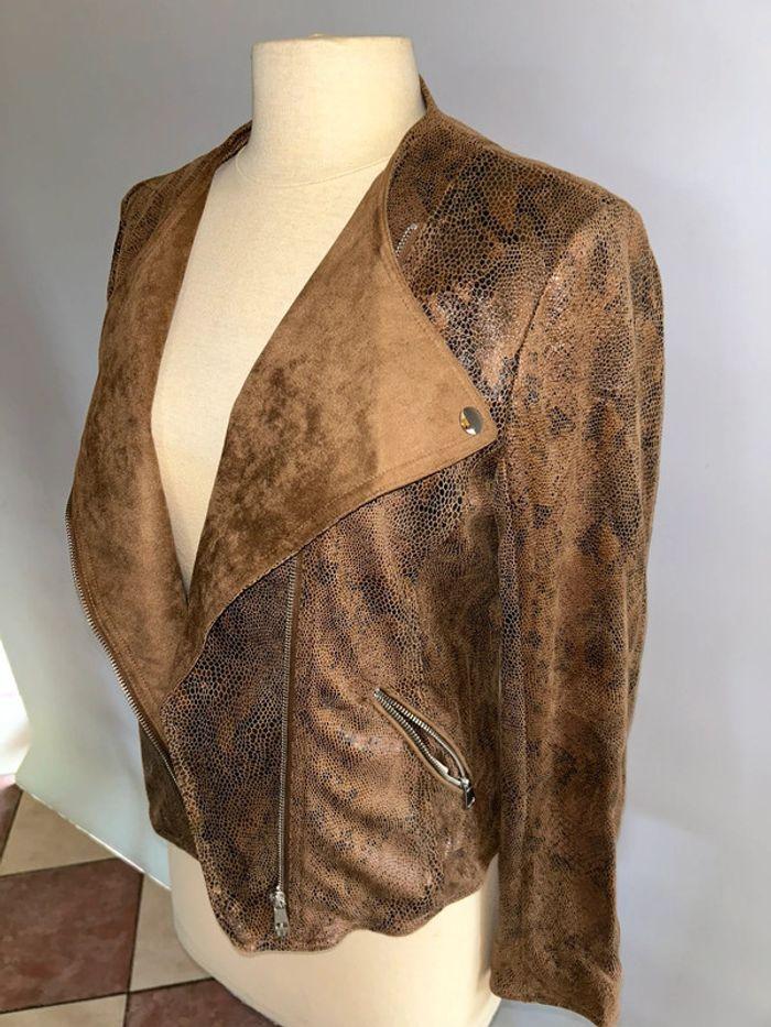 Veste perfecto marron imprimé python - photo numéro 2