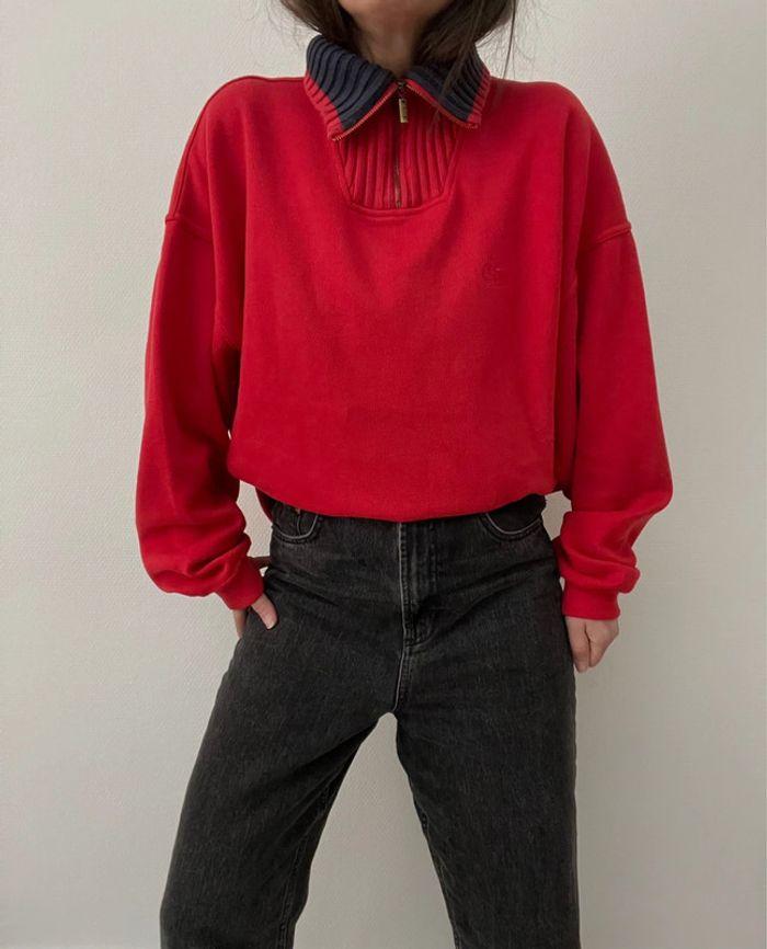 Oversized sweat rouge à col camionneur - photo numéro 7