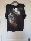 Tee shirt gris manches ouvertes M neuf