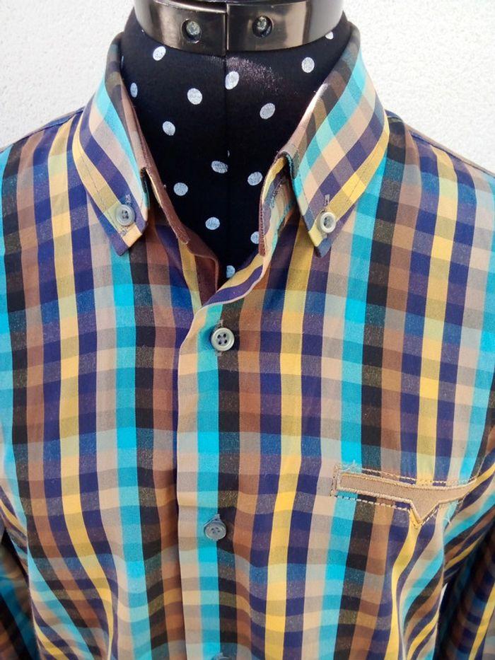 Chemise manches longues à carreaux multicolores ENZO Nucci Couture taille 41/42 ou L - photo numéro 5