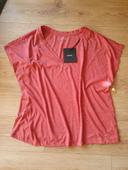 Top kaporal tee shirt manches courtes rouge chiné