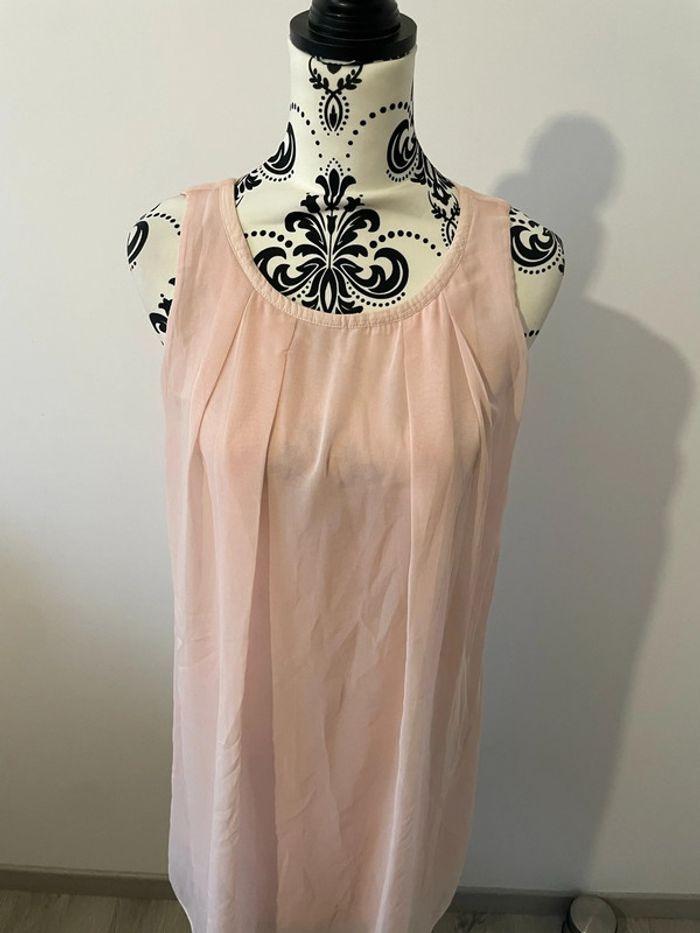 Robe sans manche rose en voile doublé Naf Naf taille S - photo numéro 2