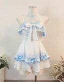 Dress Combishort Robe Blue Lolita Cute Kawaii Cosplay style Manga Anime