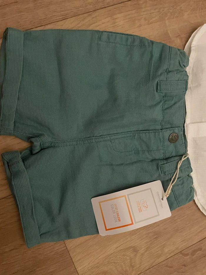 Tenue bébé occasion / short turquoise et chemise - photo numéro 3