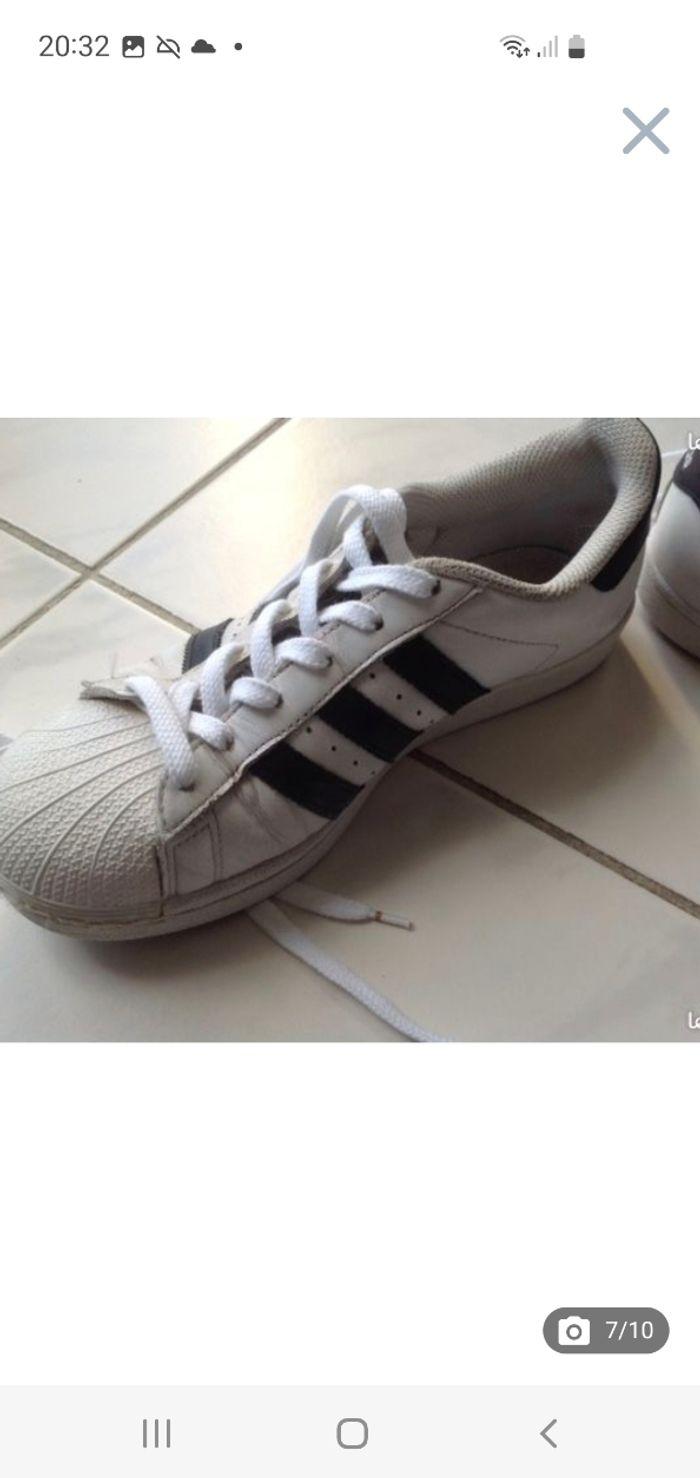 Baskets Adidas Superstar blanches et noires 37 1/3 (38) - photo numéro 7