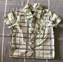 Chemise crème à carreaux vert/marron