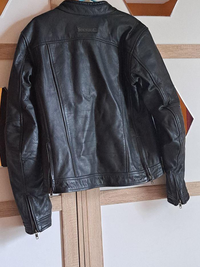 Veste de moto avec protection et dorsal en cuir véritable soubirac - photo numéro 4