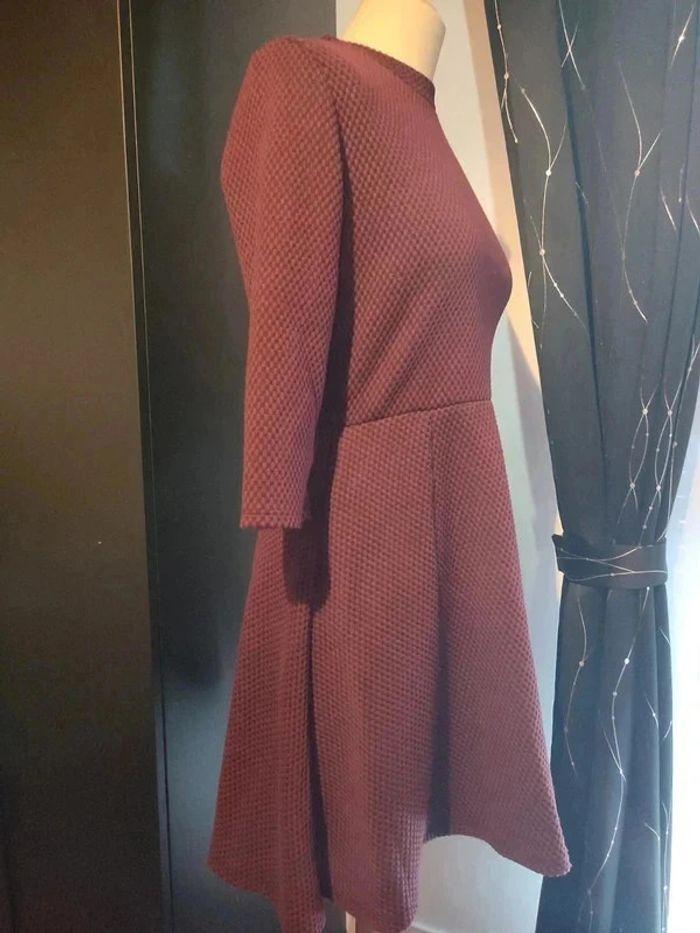 Robe pied de poule mauve bordeaux et noir taille 36 - photo numéro 5