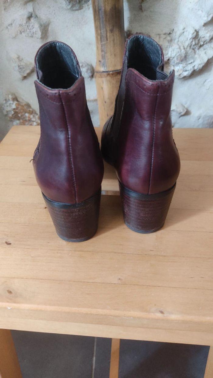 Bottines André cuir bordeaux / marron taille 36 - photo numéro 3