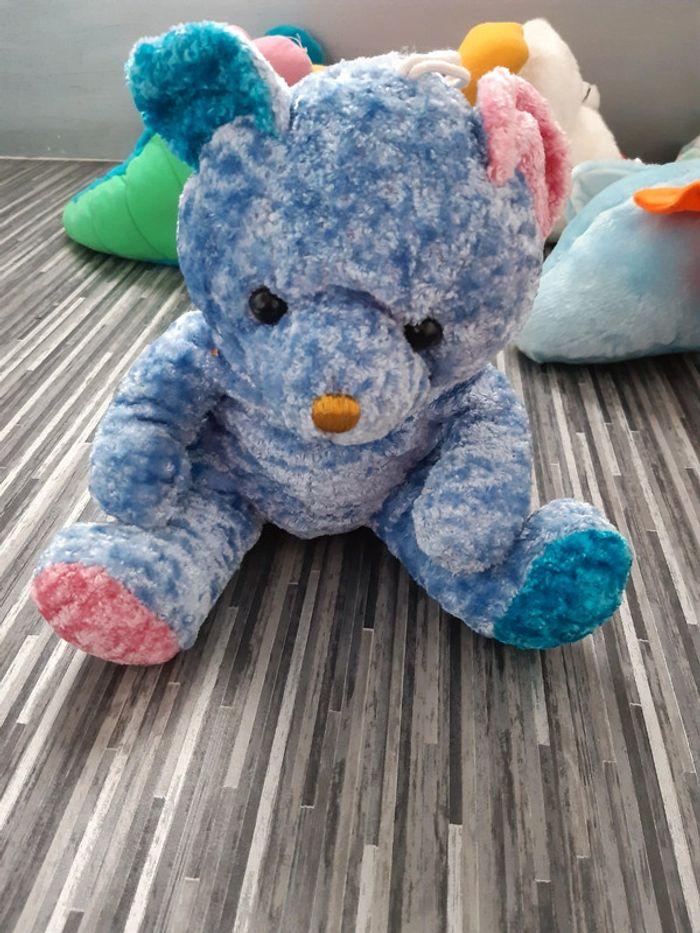 Peluche  ours bleu - photo numéro 1