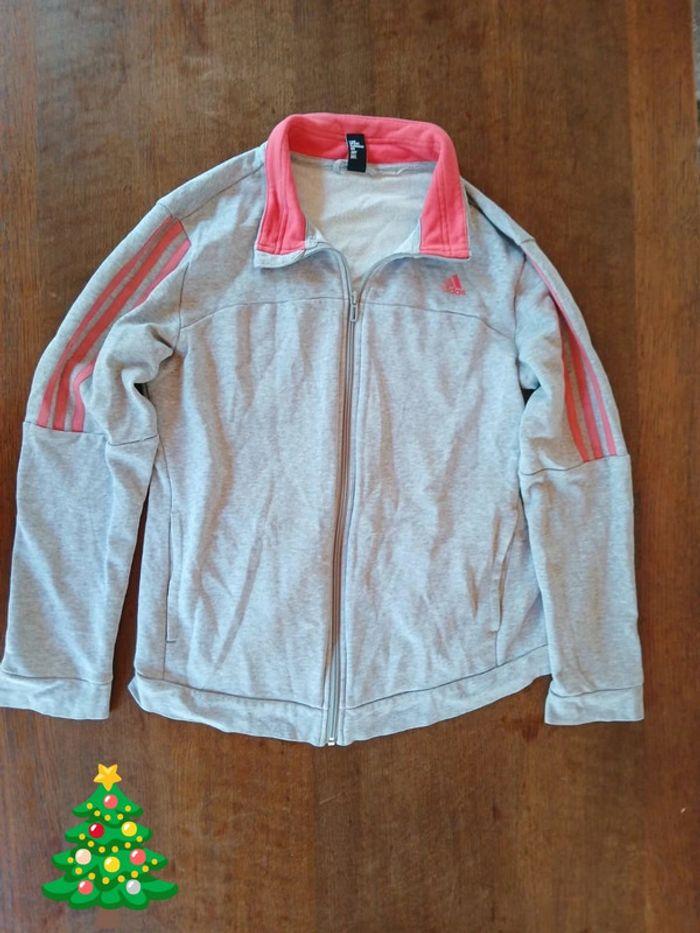 Gilet adidas gris et rose zippé 38 M - photo numéro 1