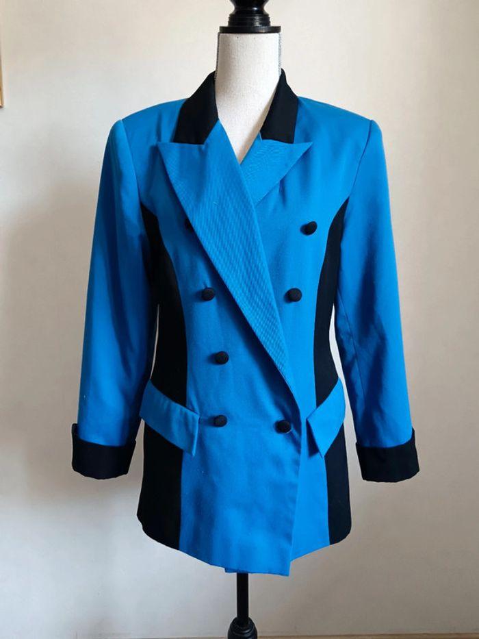 Blazer vintage taille 40 bleu et noir - photo numéro 1