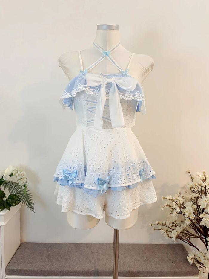 Dress Combishort Robe Blue Lolita Cute Kawaii Cosplay style Manga Anime - photo numéro 3