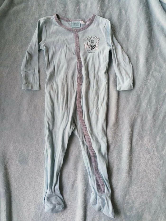 Pyjamas grenouillère, léger, Bugs Bunny, bleu gris, 74cm, Neuf - photo numéro 1