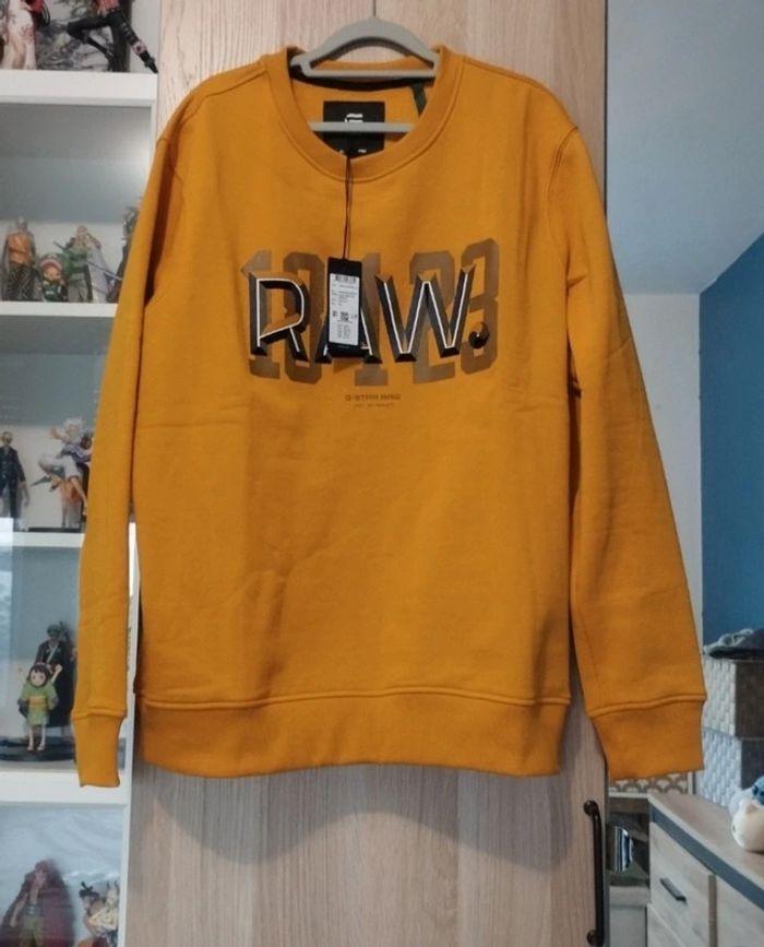 Pull sweat G-Star RAW orange moutarde et noir neuf - Taille XL - photo numéro 1