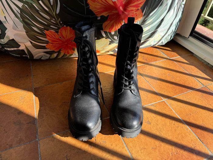 Bottines femme cuir noir - Rangers - Mégis - photo numéro 2