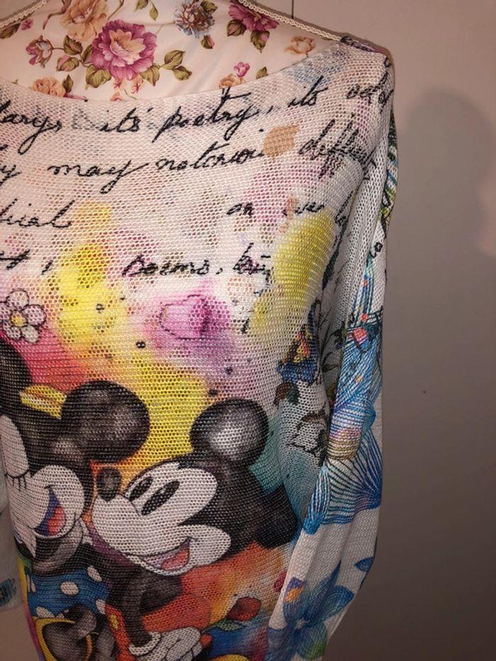 Pull léger mi-saison à manches amples avec imprimés Mickey et Minnie - photo numéro 5