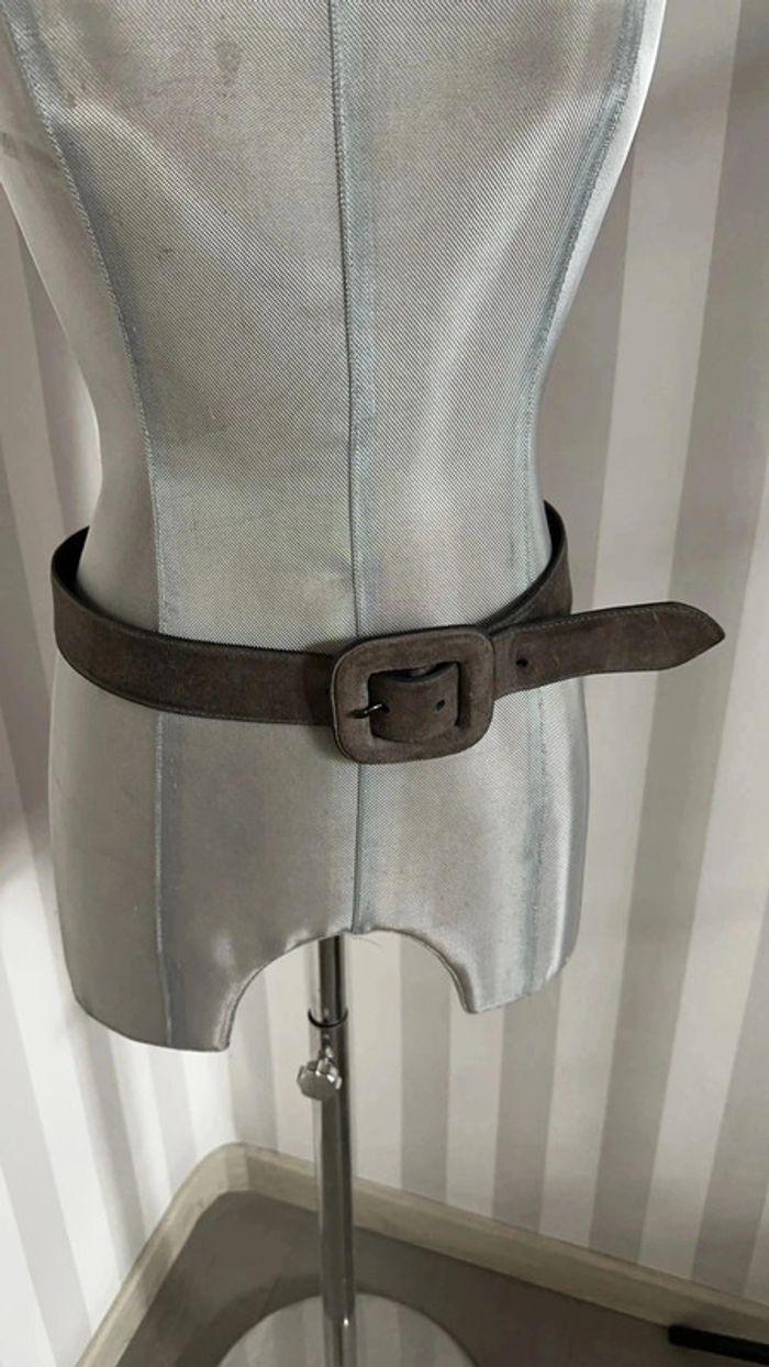 Ceinture  cuir daim gris Parallèle T:80 - photo numéro 2