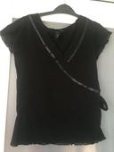 Blouse noire col V avec noeud sur le côté H&M