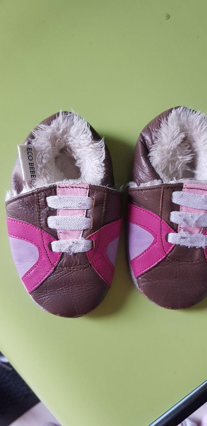 Chaussons cuir bébé fourrés - photo numéro 1