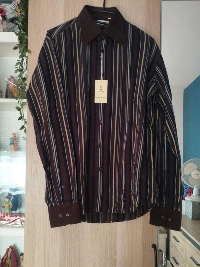 Chemise rayé marron noir et bleu marine 
Neuve Emporio - Taille M