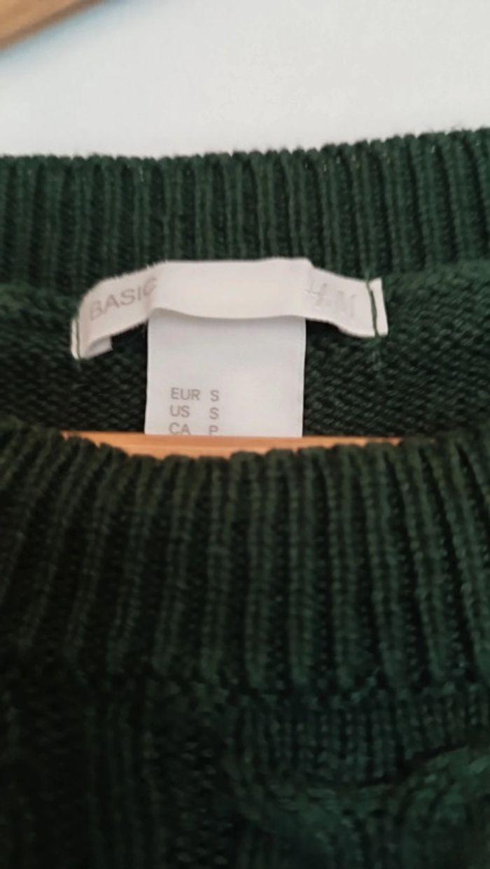 Pull hiver femme taille s vert sapin H&M Basics - photo numéro 4