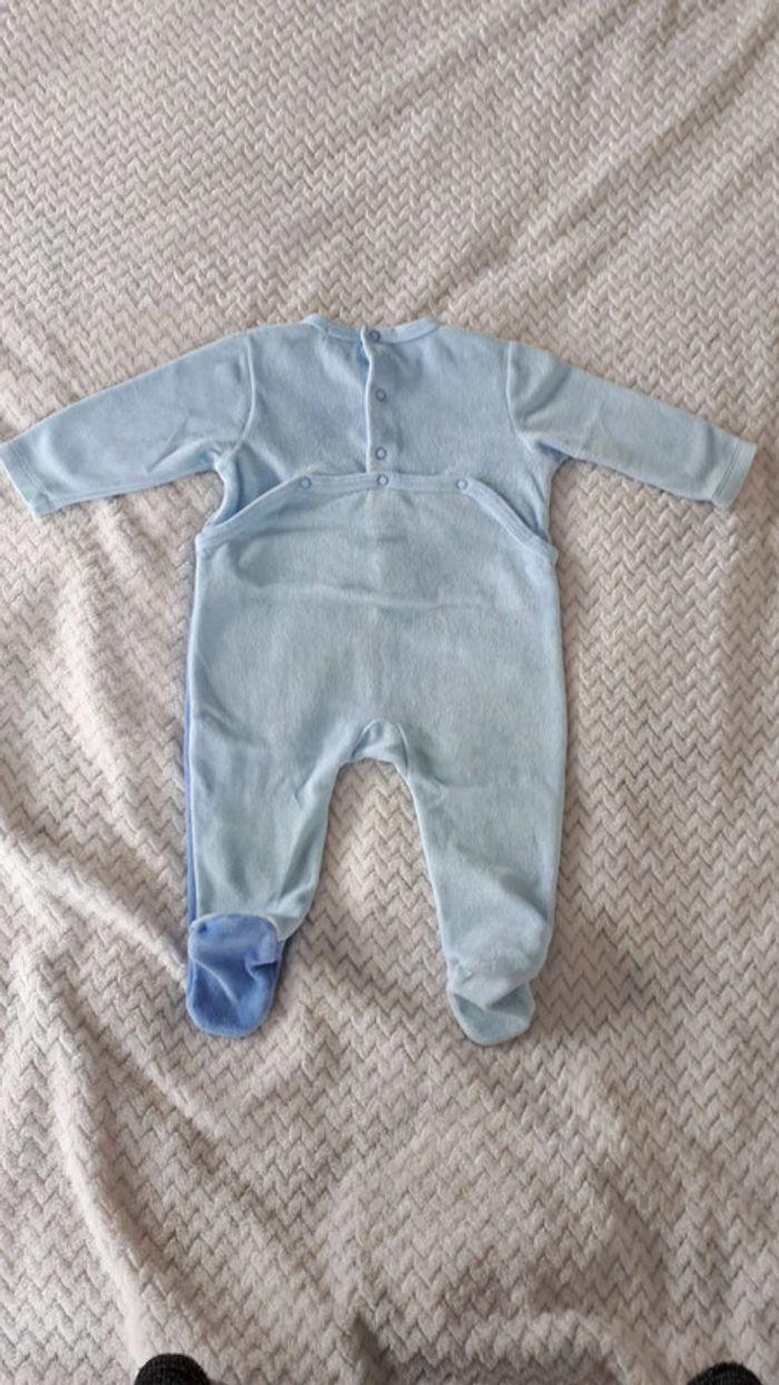 Pyjama velours bleu clair Tex Baby 6 mois comme neuf - photo numéro 4