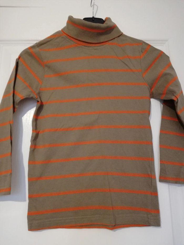 Tee-shirt col roulé 8 ans marron orange - photo numéro 1