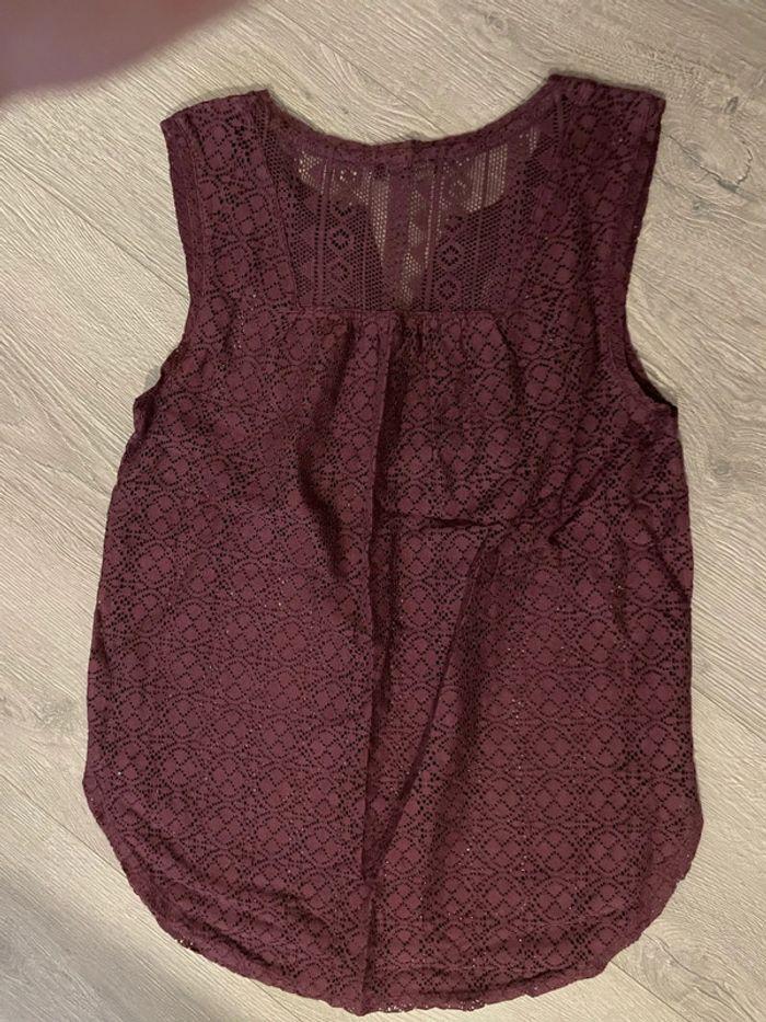 Débardeur blouse sans manche à dentelle bordeaux bonobo taille XS - photo numéro 5