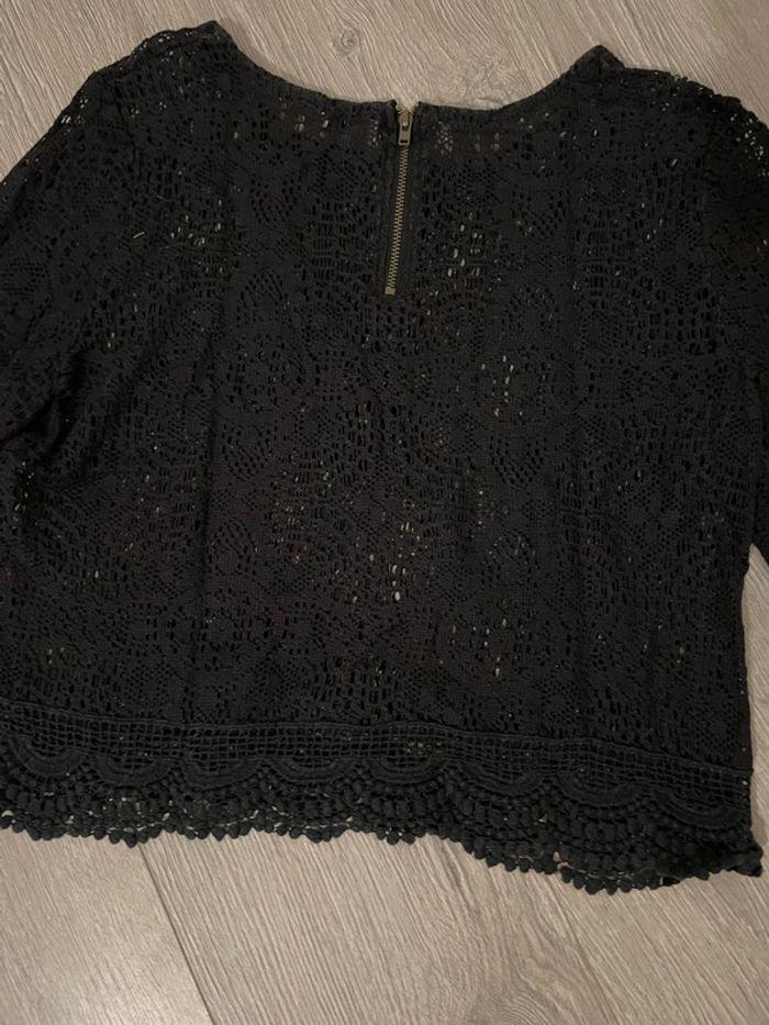 Blouse courte en dentelle crochet noir manches 3/4 pimkie taille 38 - photo numéro 6