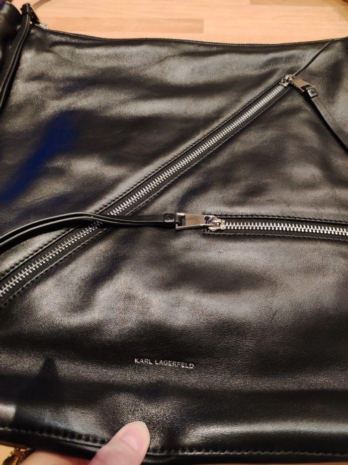 Sac à main Karl Lagerfeld Hobo K/Odina, en 100% cuir d'agneau noir, neuf - photo numéro 5