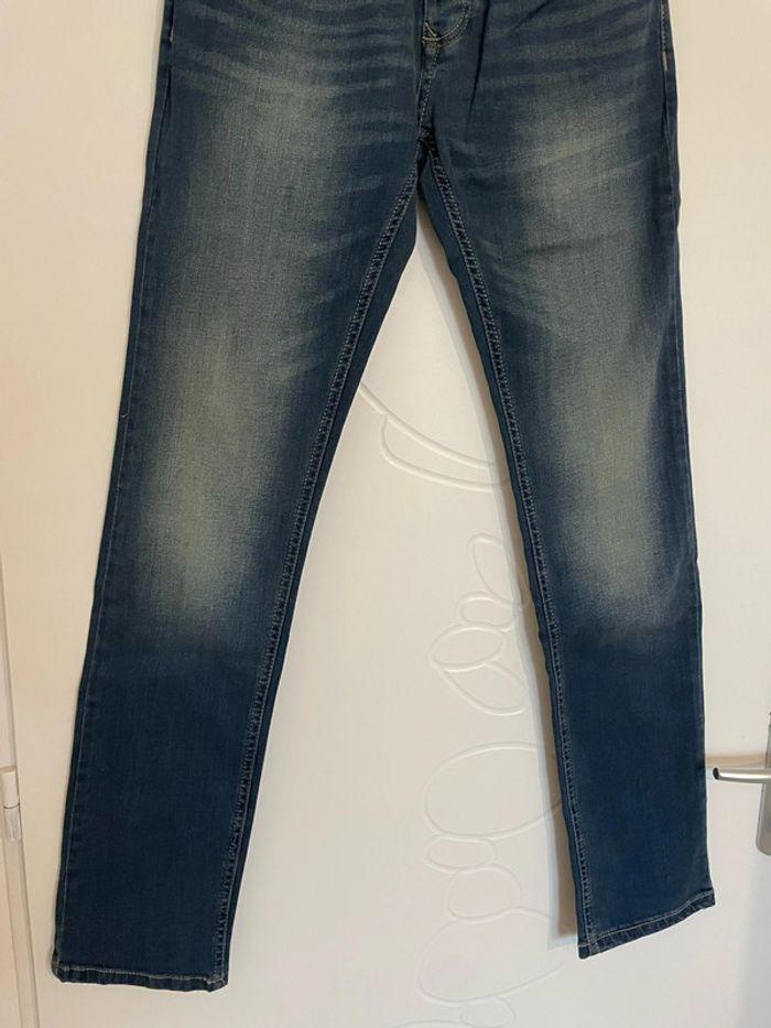 Jean bleu foncé extensible taille haute coupe straight droit neuf la halle taille 36 - photo numéro 3