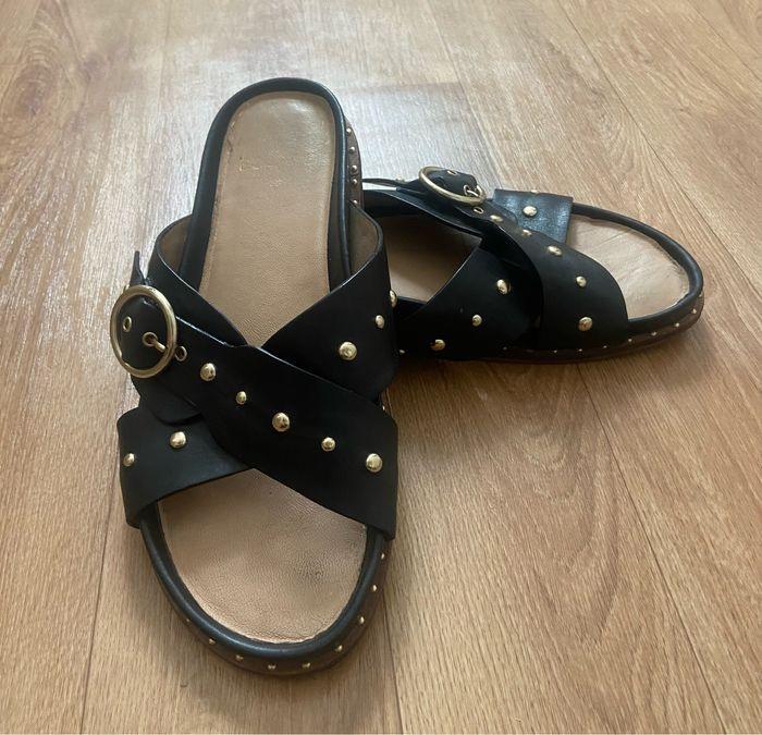 Mules noires cuir 38 - photo numéro 8