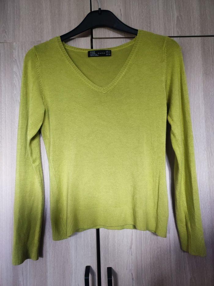 Pull vert anis / Citron 36 Zara - photo numéro 1