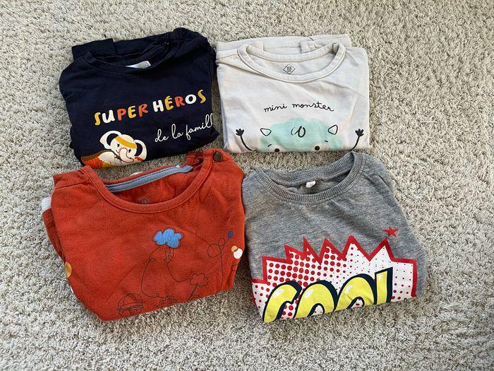 Lot de 4 teeshirts manches longues 12 mois - photo numéro 1