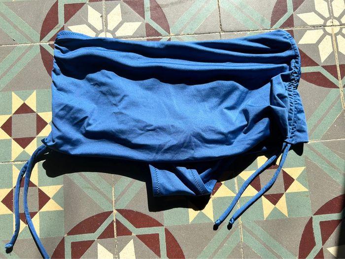 Maillot de bain 2 pièces bleu bijoux doré culotte plissée ajustable taille haute ou basse - photo numéro 14