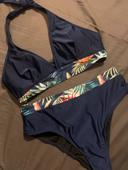 Maillot de bain bleu marine 2 pièces Shein