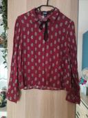 Chemisier blouse bordeaux et noir Jennyfer - Taille M 38