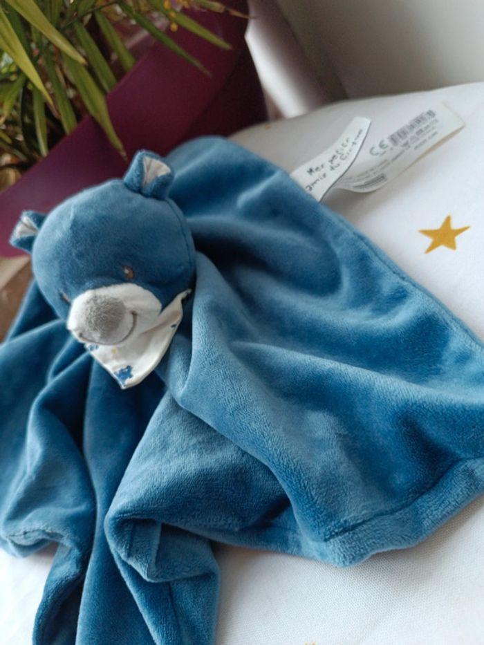 Peluche plush bout'chou boutchou doudou ours Bear ours small mouchoir couverture bleu blue cirque - photo numéro 6